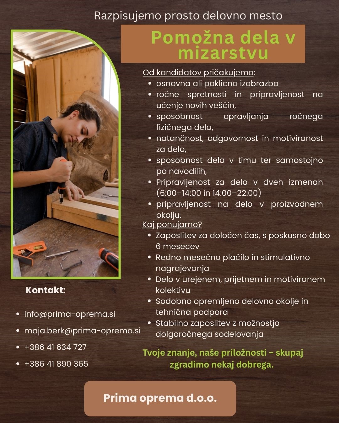 pomozna del v mizarstvu